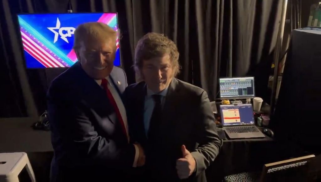 Encuentro. Javier Milei se reunió con Donald Trump tras su conferencia en EE.UU. (Captura de video)