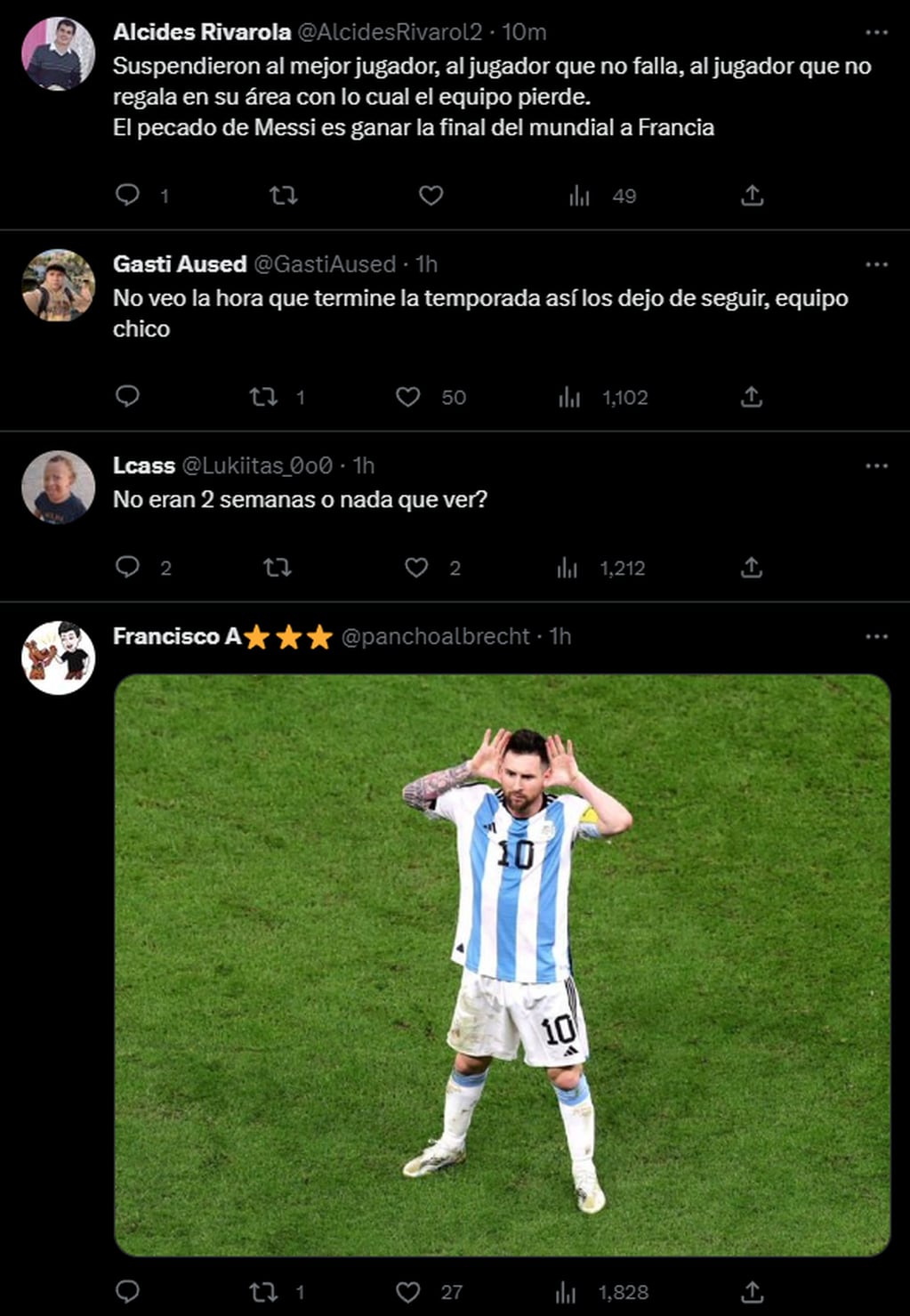 Los usuarios de Twitter cuestionar la sanción al jugador rosarino. Foto: Twitter/@PSG_espanol