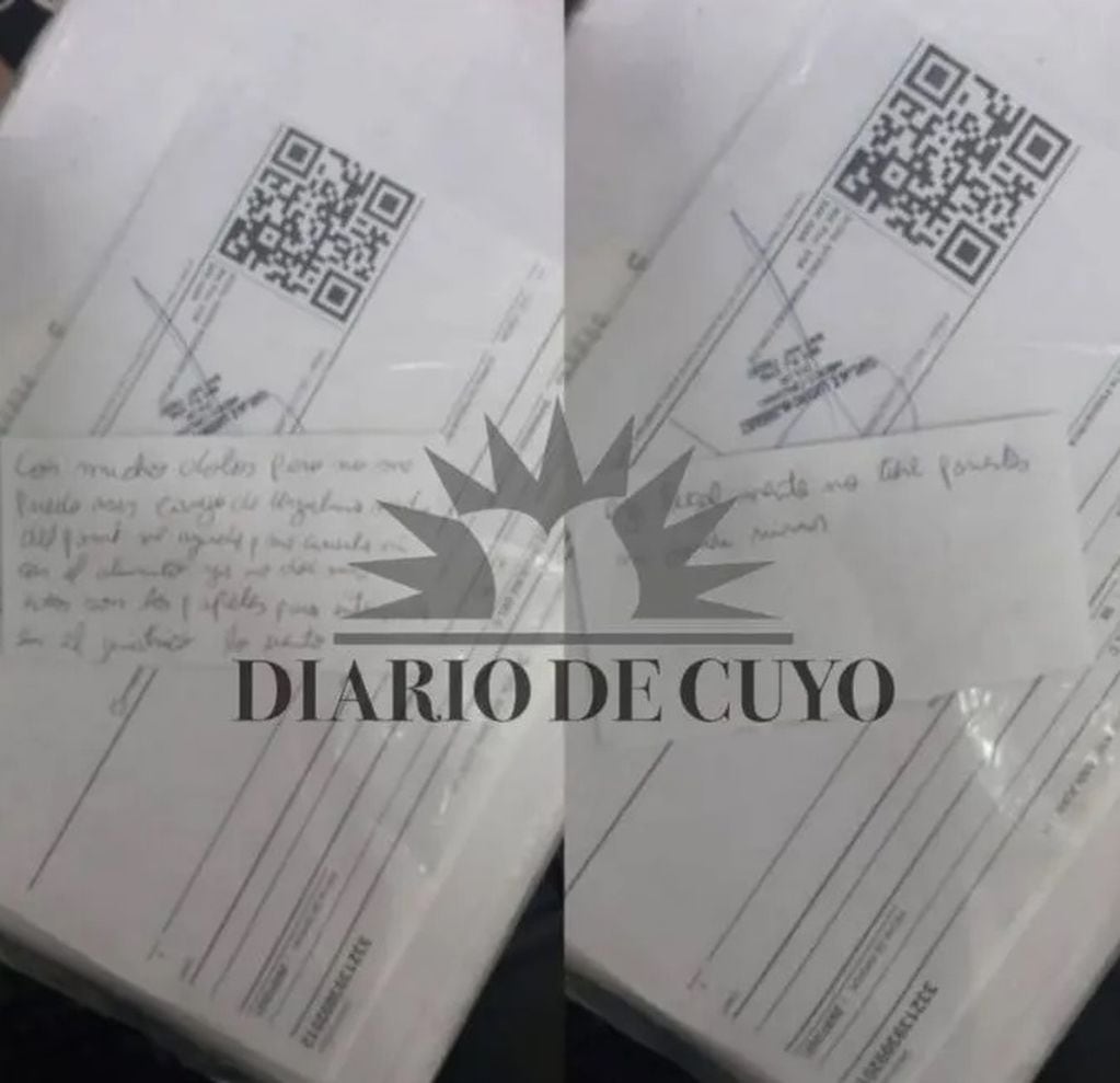 La carta que dejaron junto a Ursulina, la anciana abandonada en una clínica de San Juan - Gentileza / Diario de Cuyo 