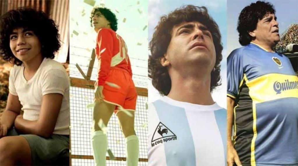 Los actores que interpretan a Diego Maradona en las diferentes etapas de su vida.