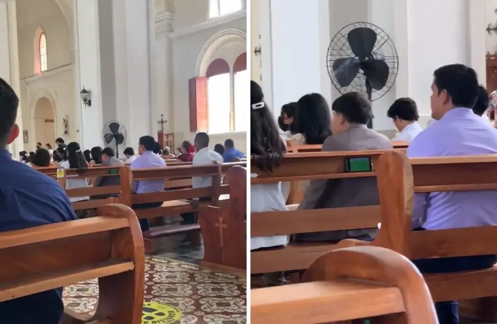 Video: fue a la iglesia y lo grabaron mientras miraba el mundial en vivo en  plena misa