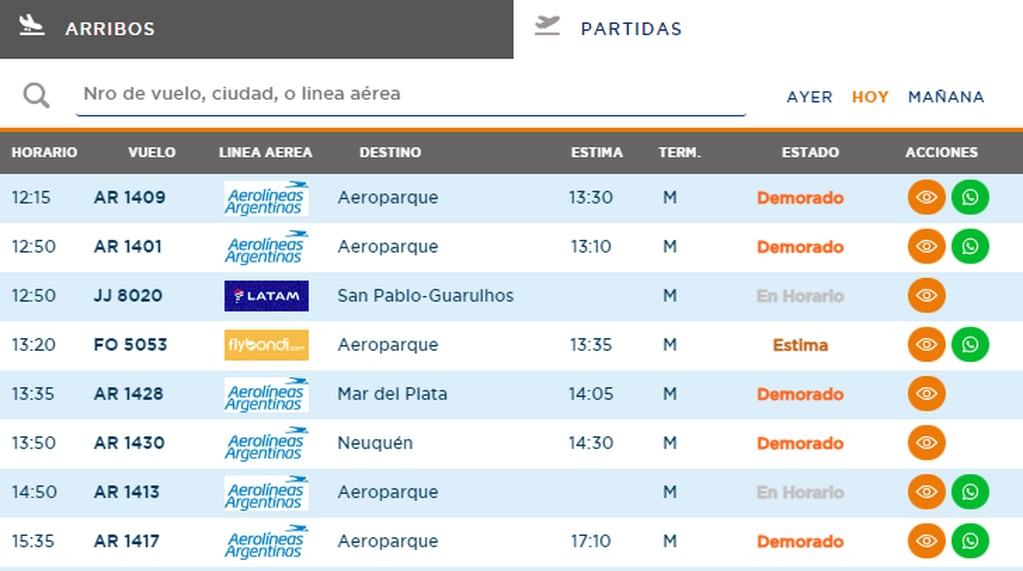 Tormentas eléctricas en Buenos Aires demoraron más de 12 vuelos salían de Mendoza: qué ocurrirá con ellos. Foto: Captura Web