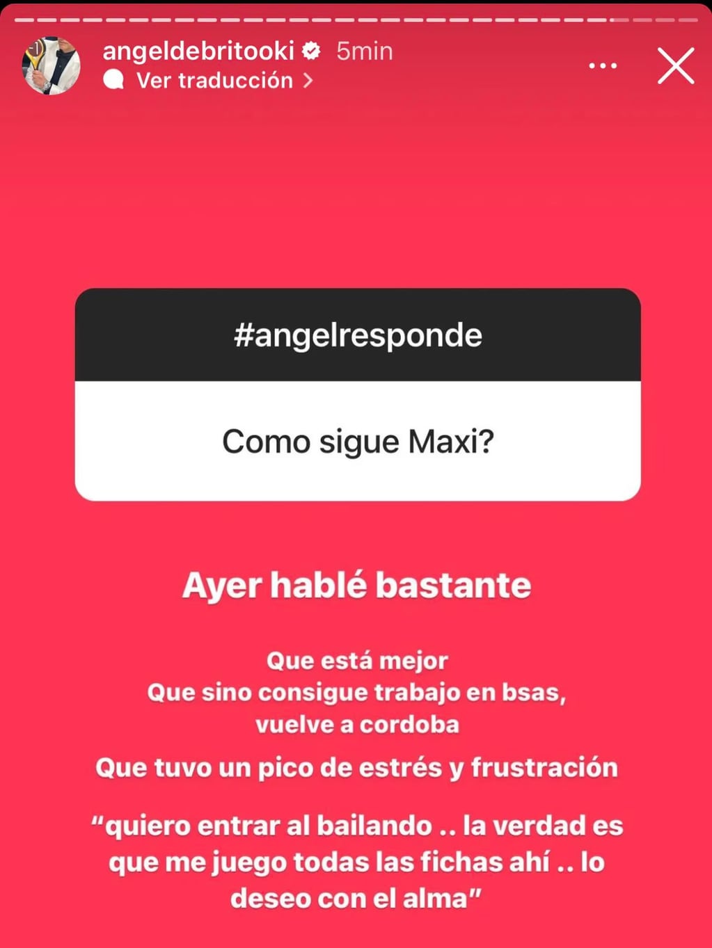Maxi de "Gran Hermano" quiere entrar al "Bailando 2023". Gentileza: Instagram / @angeldebritooki.