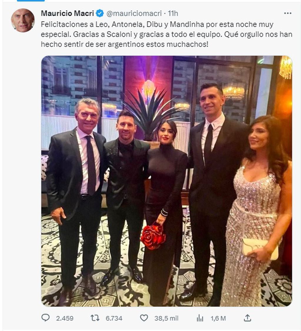 Macri y la foto con Messi y Dibu Martínez (Twitter)