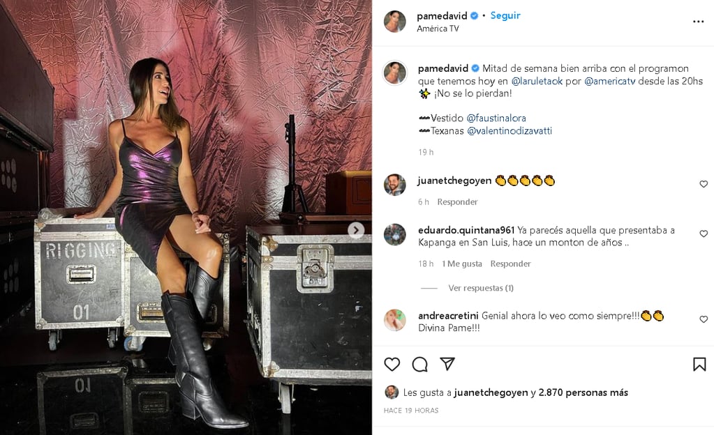 Pamela David se mostró súper sensual en su último posteo de Instagram