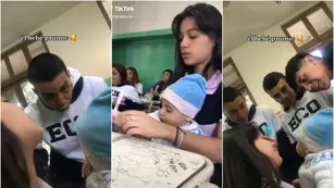 Viral: llevó a su bebé a la escuela y se volvió el más popular de la clase
