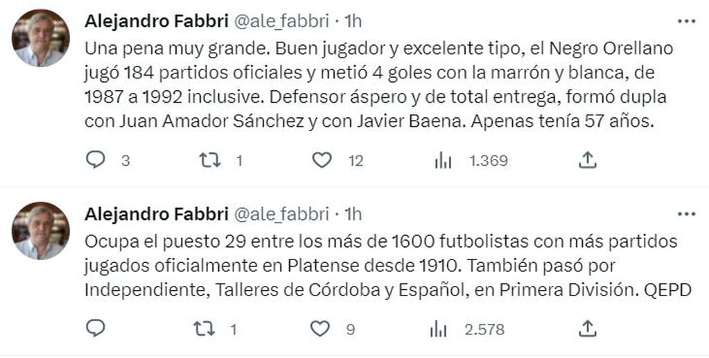 La publicación de Alejandro Fabbri. / Twitter