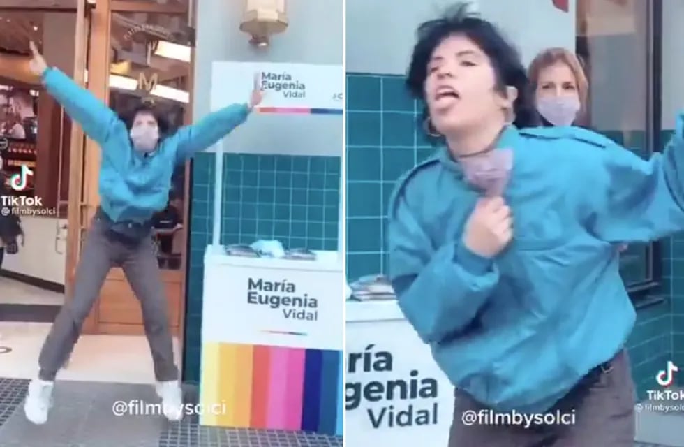 El video de la militante K que grita e insulta a Vidal en plena calle (TikTok @filmbysolci)