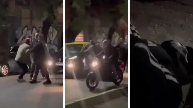 Video: impactante pelea entre dos taxistas terminó con un motociclista embestido y género caos en Palermo