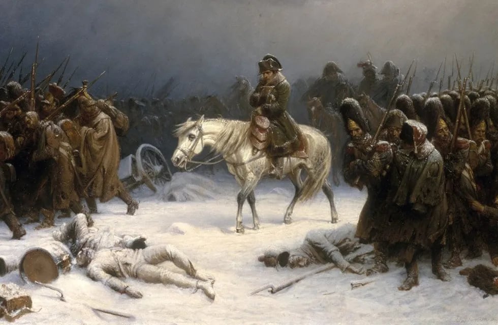 Campaña de Napoleón en Rusia, en el invierno de 1812. El frío era tan extremo (30 a 40 ºC bajo cero), que botones de estaño blanco de los capotes de los soldados se pulverizaban y los hombres no luchaban para sostener sus armas y mantener cerrados sus abrigos para no congelarse