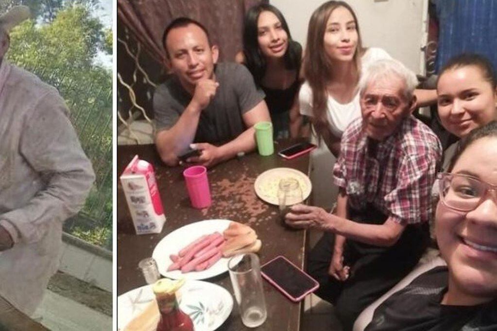 Don Felipe tiene 108 años y estaba en estado de abandono en la calle. La familia Delgado lo ayudó.