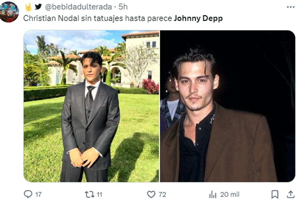 Compararon a Christian Nodal con Johnny Depp y estallaron los memes