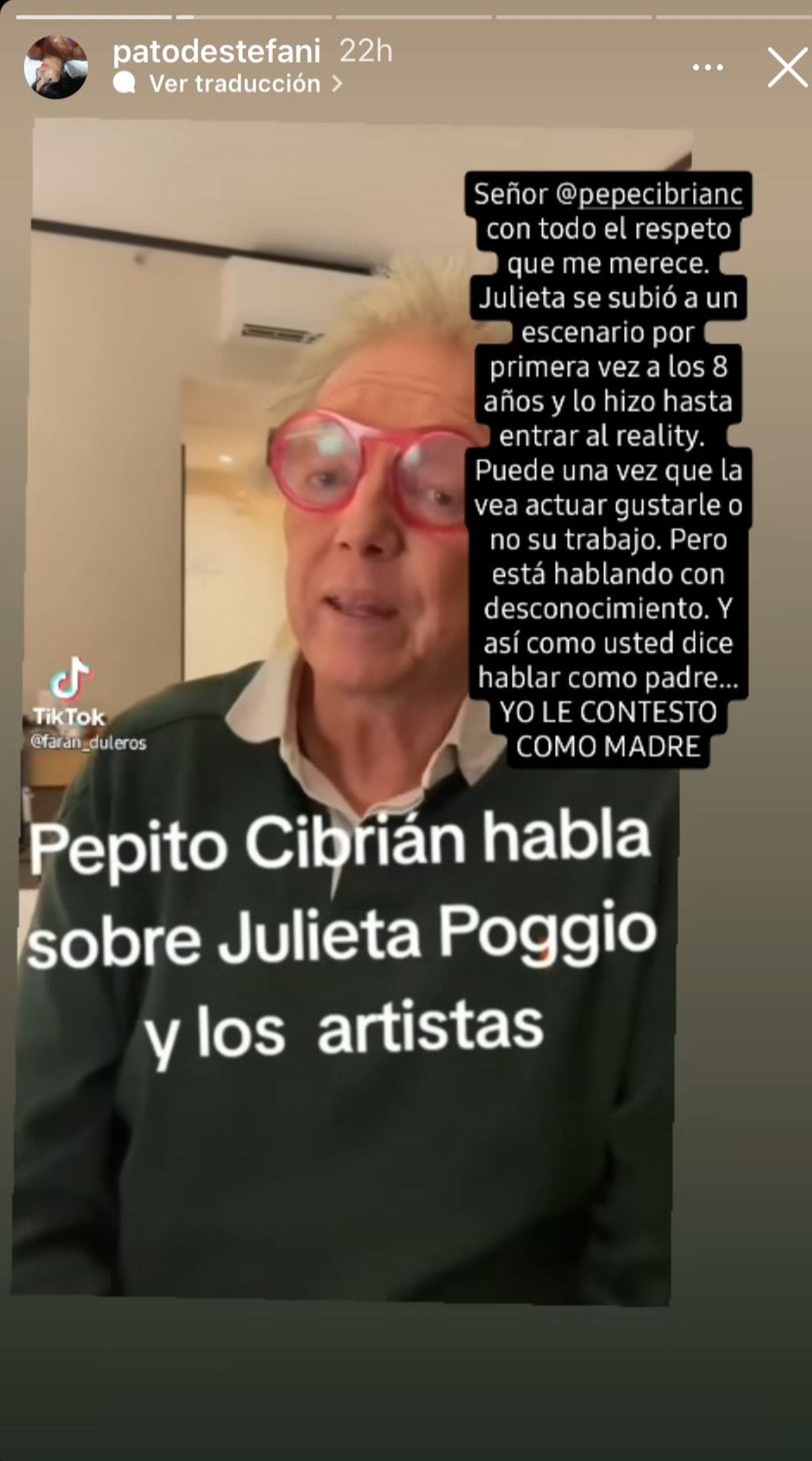 Pepe Cibrián liquidó a Julieta Poggio sin filtros.