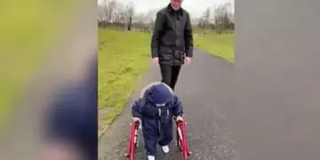 Video: tiene dos años, padece parálisis cerebral y logró caminar por primera vez gracias a un andador