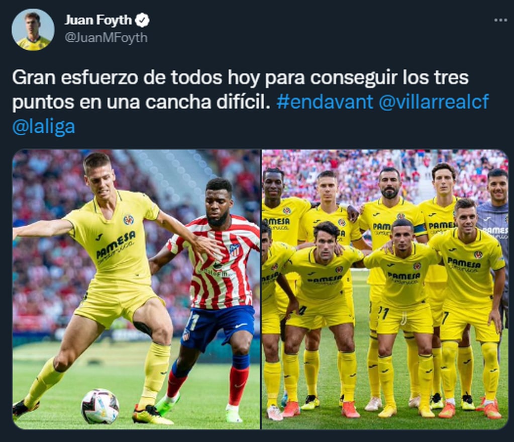 Juan Foyth no hizo mención al tema en Twitter