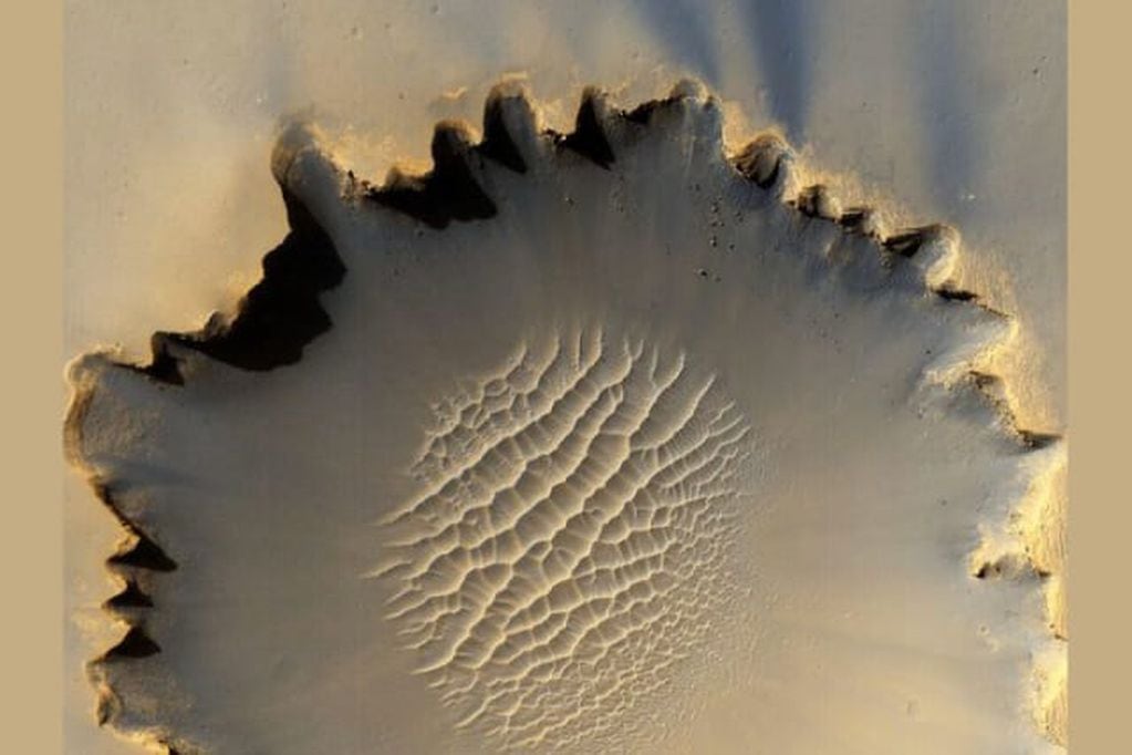 El Cráter Victoria, en Marte.  Foto: Nasa / Astro Aventura.