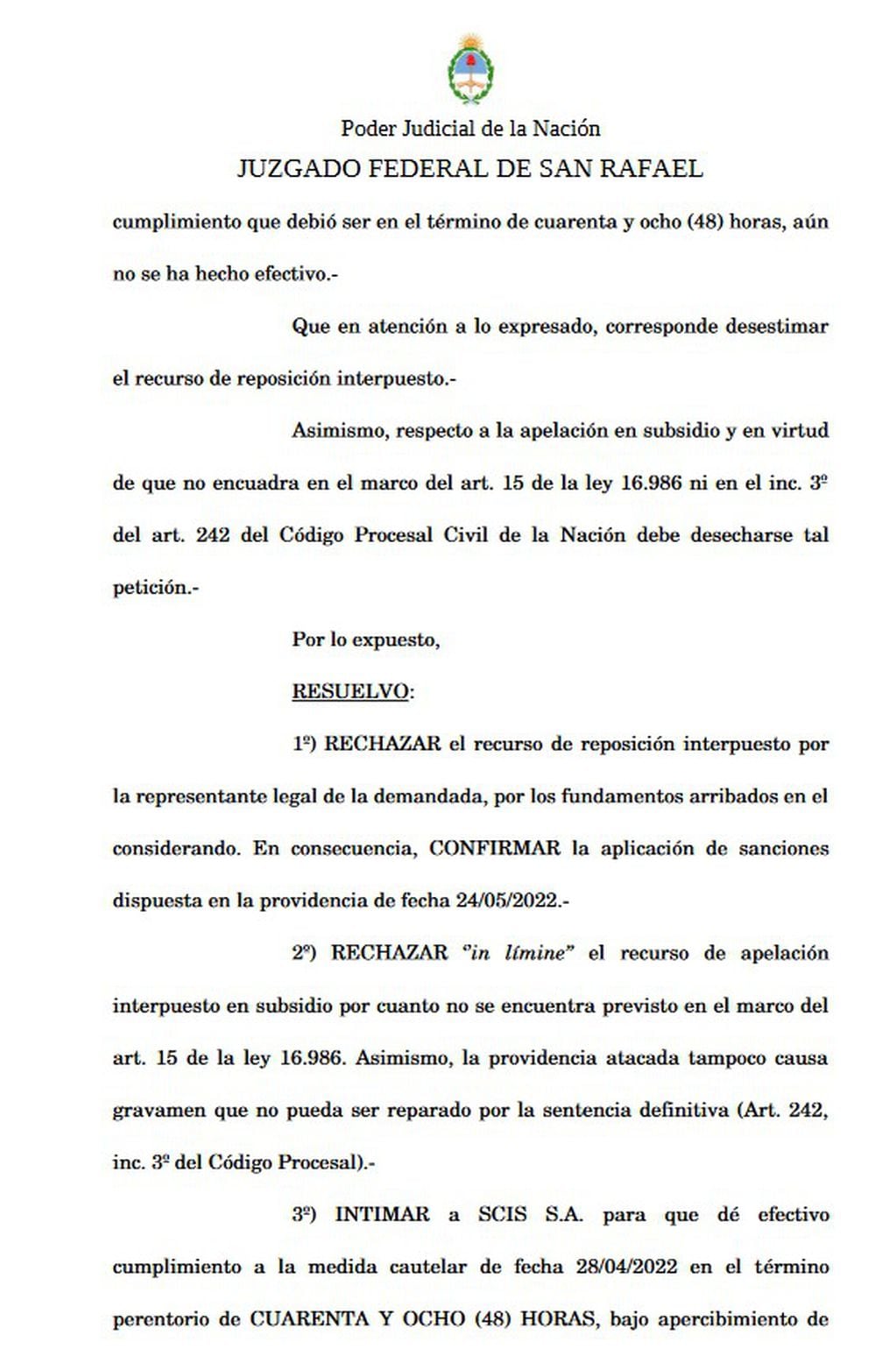 El Juzgado Federal de San Rafael falló a favor de Carolina Gómez.
