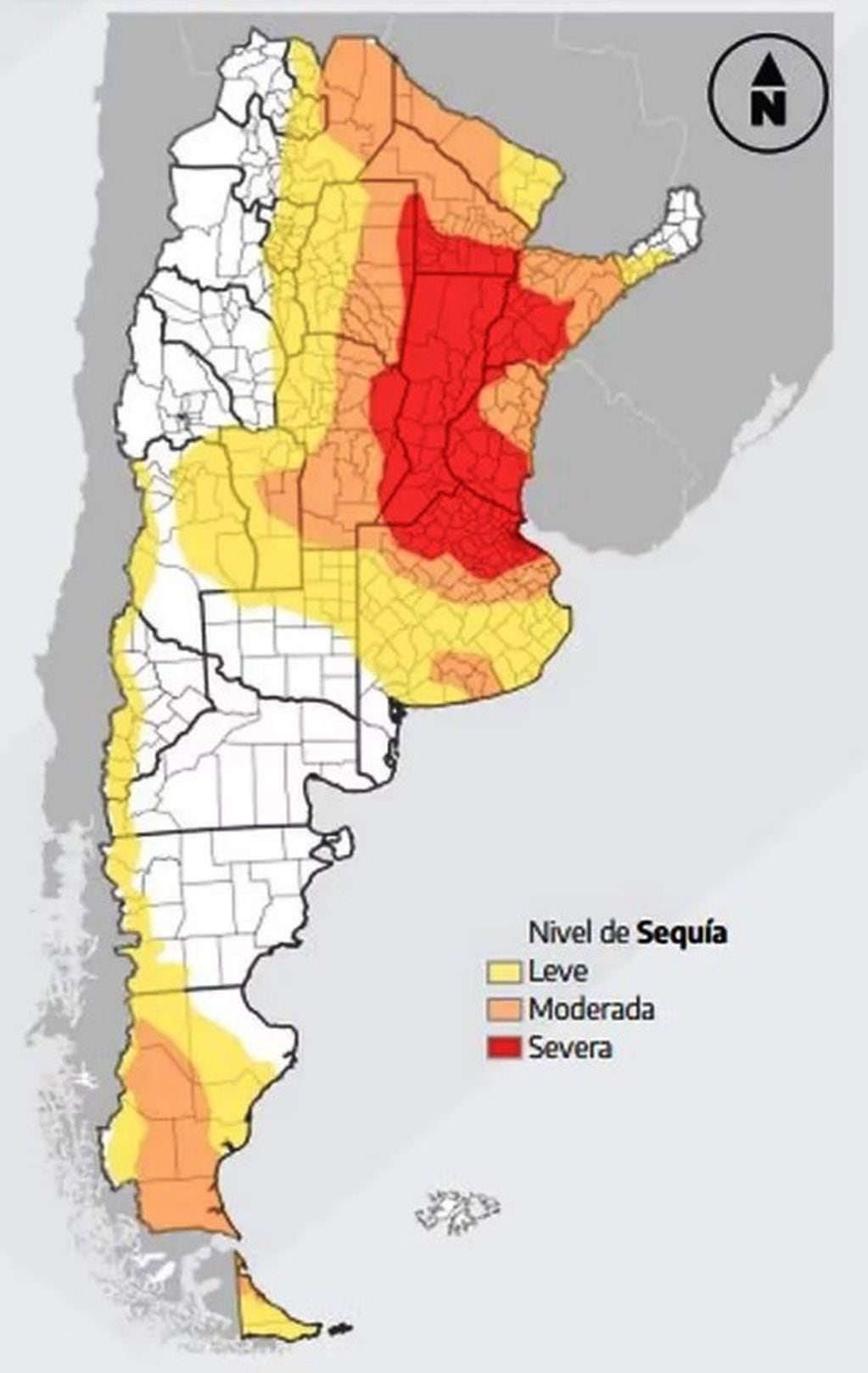La evolución de la sequía: Mendoza descendió a leve.