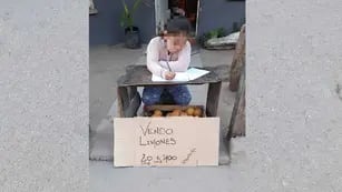 Tiene 7 años y vende limones en la puerta de su casa para comprarse un pantalón