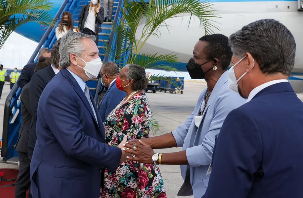 Alberto Fernández llegó el lunes por la tarde a Barbados para profundizar vínculos con las naciones del Caribe (Gentileza)