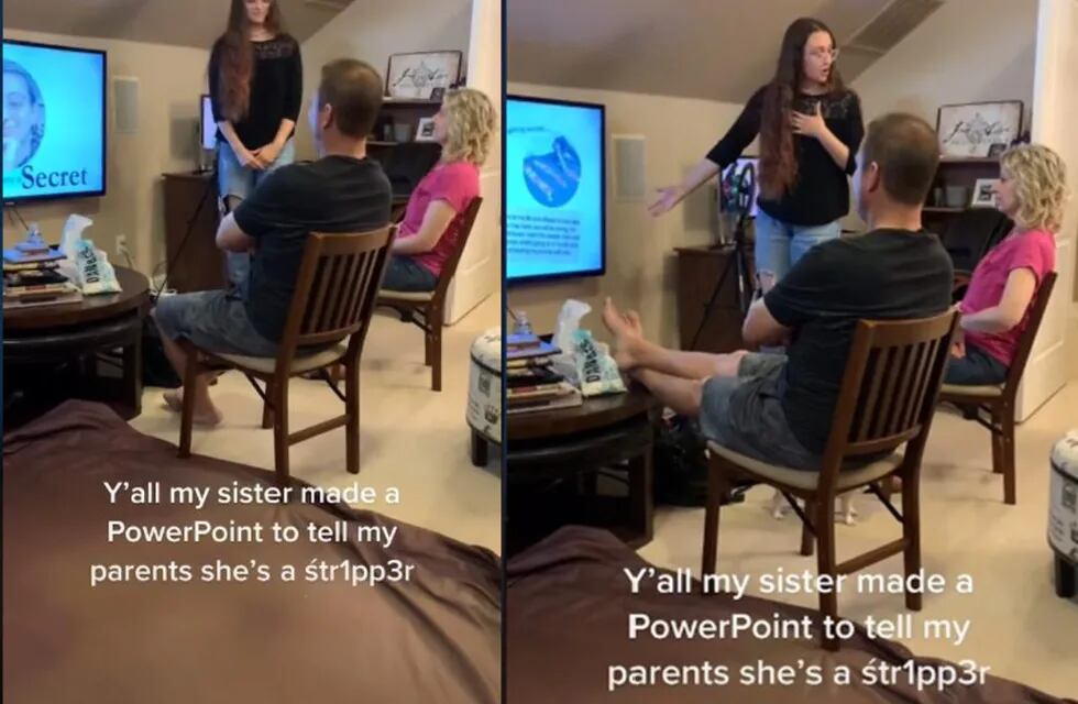 La joven es stripper y decidió contarle la verdad a los padres con un power point.
