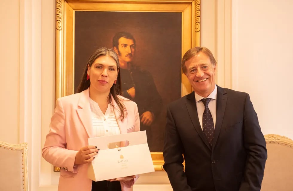 Rodolfo Suárez recibió a la embajadora de Chile en Argentina, Bárbara Figueroa Sandoval. Prensa Gobierno