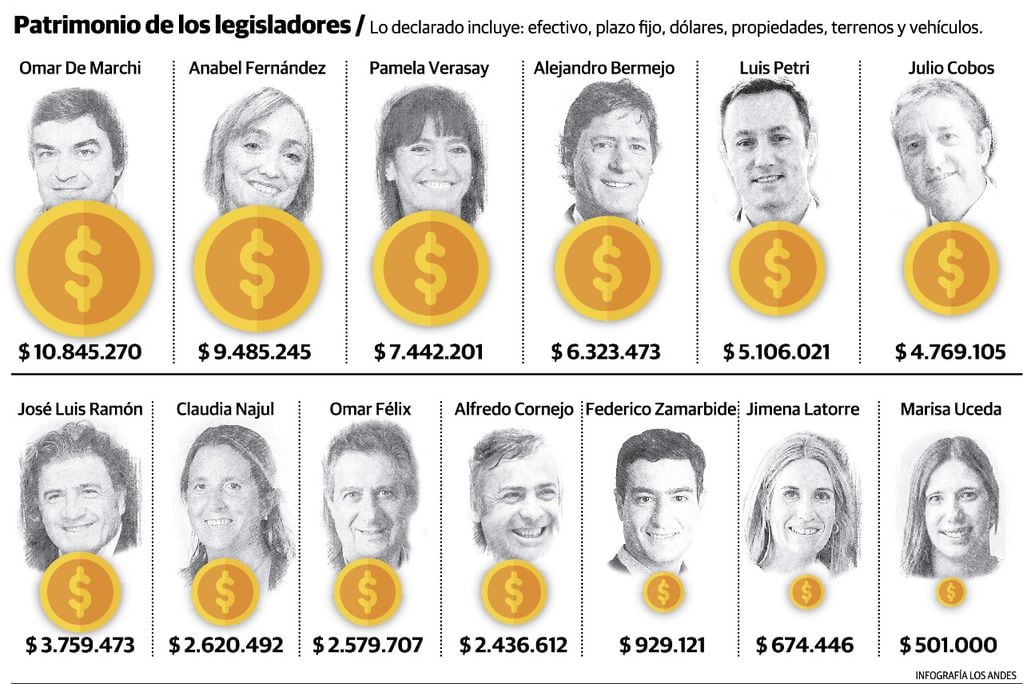 Los 10 diputados y los 3 senadores nacionales tienen patrimonios con valuaciones muy diferentes. 