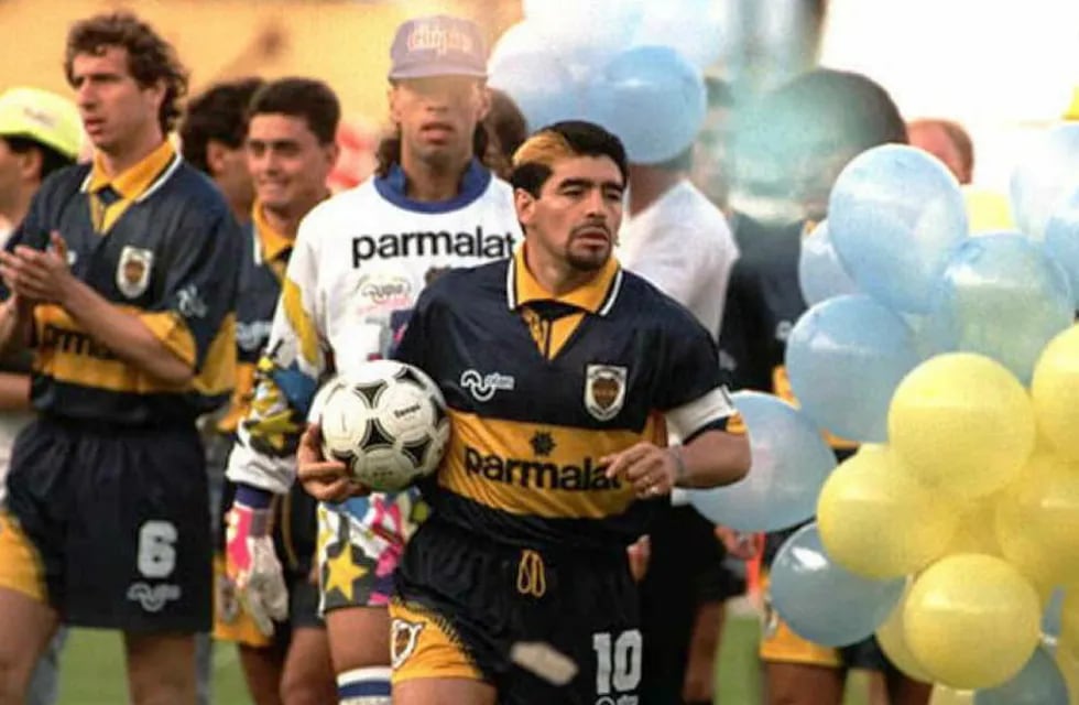 Diego Maradona vistiendo la camiseta de Boca en 1995. / Gentileza.