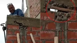 Video: un colega albañil se burló de él porque se olvidó el martillo dentro de una pared en construcción