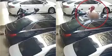 Video: tenía relaciones sexuales en el balcón y se cayó en el auto de un vecino
