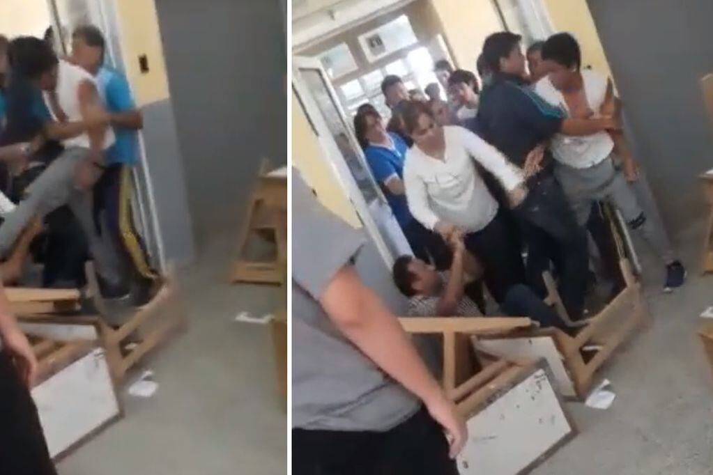 Video: un alumno desaprobó un trabajo práctico y agarró a patadas a su profesor