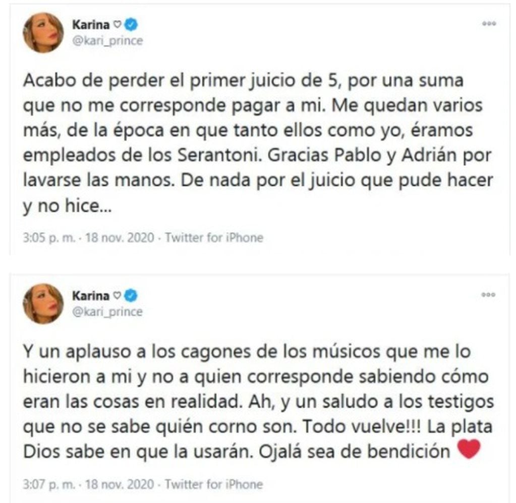 Karina La Princesita  en Twitter