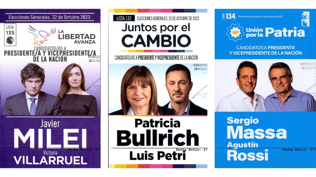 Ejemplos de boletas oficiales de candidatos a presidente y vicepresidente de la Nación. Fuente: CNE