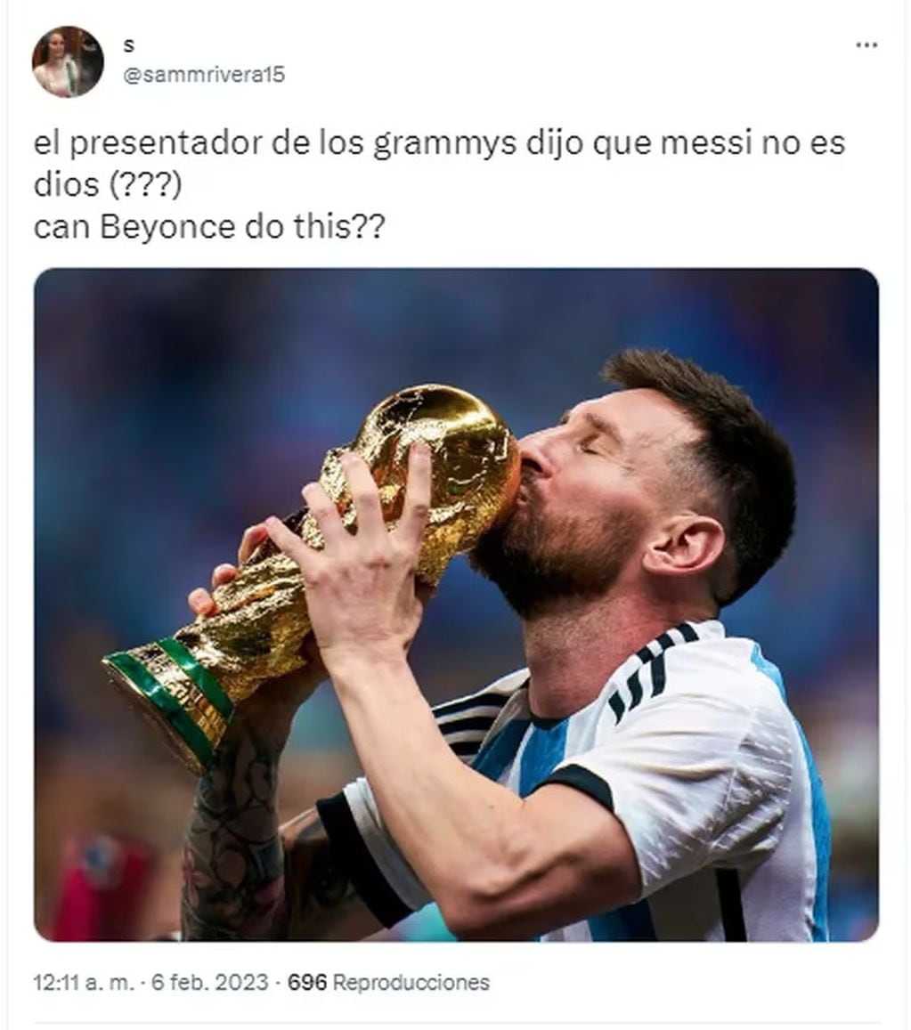 Polémica en las redes por nombrar a Messi en los Premios Grammy.
