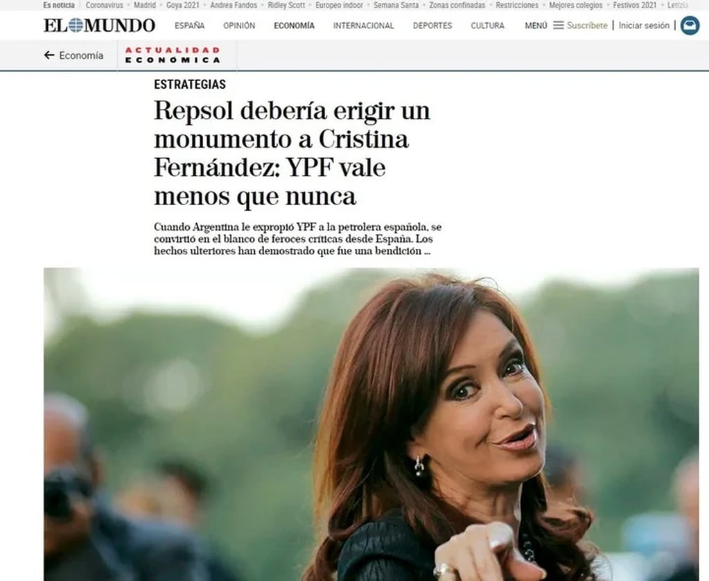 La nota que publicó el diario español El Mundo.