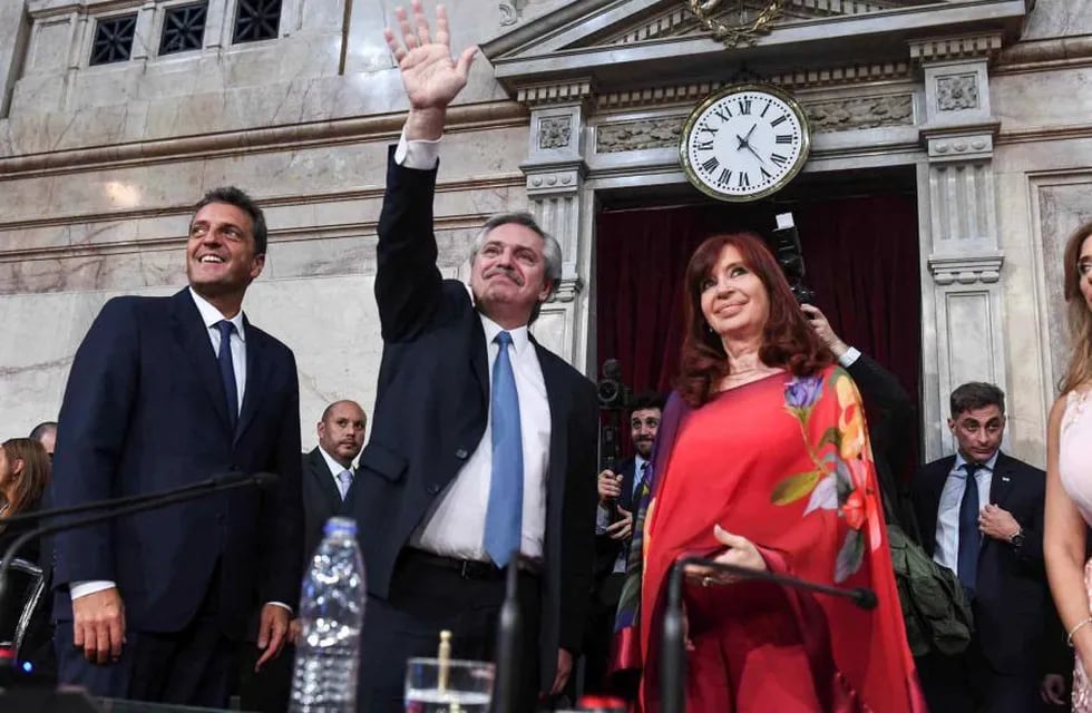 Massa, Fernández y Cristina Kirchner en el Congreso.