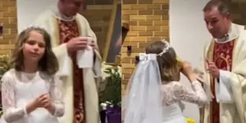 Video: una nena de 7 años hizo “fondo blanco” durante su primera comunión