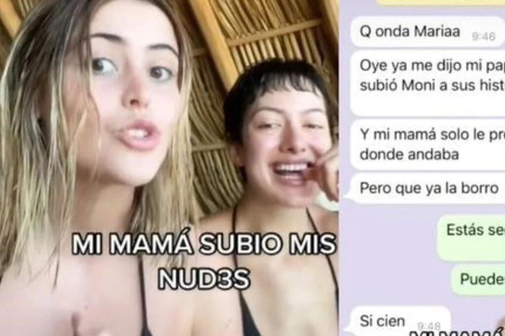 Una modelo mexicana contó por TikTok que le mandó una foto a su mamá en una playa nudista y la madre la compartió en sus historias de WhatsApp.