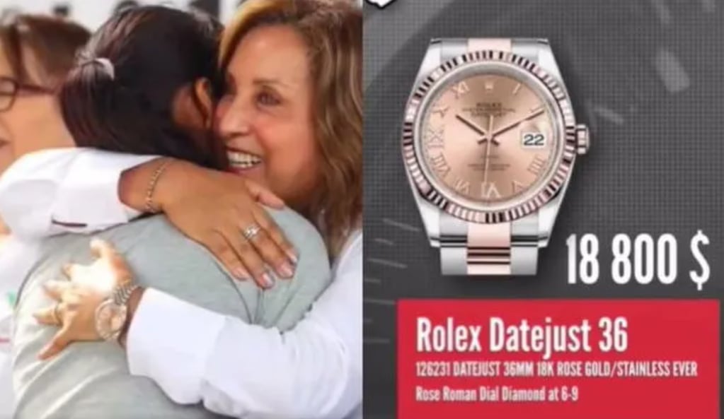 Denuncian que Dina Boluarte usa un reloj Rolex de 18 mil dólares. Foto: LaRepublica