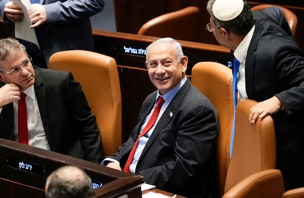 El primer ministro israelí, Benjamin Netanyahu, durante la votación en el Knesset por la reforma judicial.