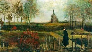 Jardín primaveral, la casa parroquial de Nuenen en primavera (1884)