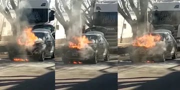 Video: se prendió fuego el auto del boxeador mendocino Cotón Reveco