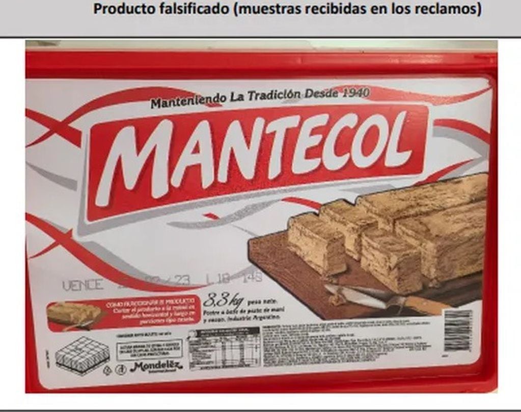 El producto falsificado de Mantecol (Foto: Anmat)