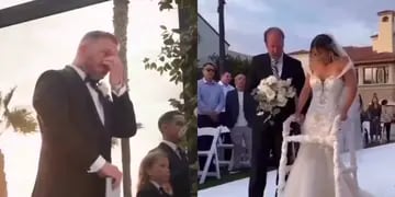 Tras 11 años en silla de ruedas, una novia sorprendió los invitados al caminar hacia el altar