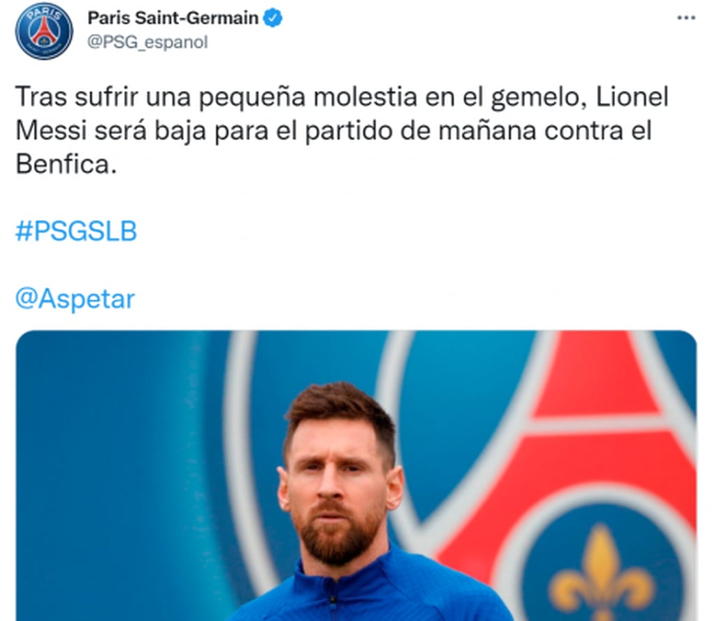 El comunicado del PSG sobre la lesión de Messi