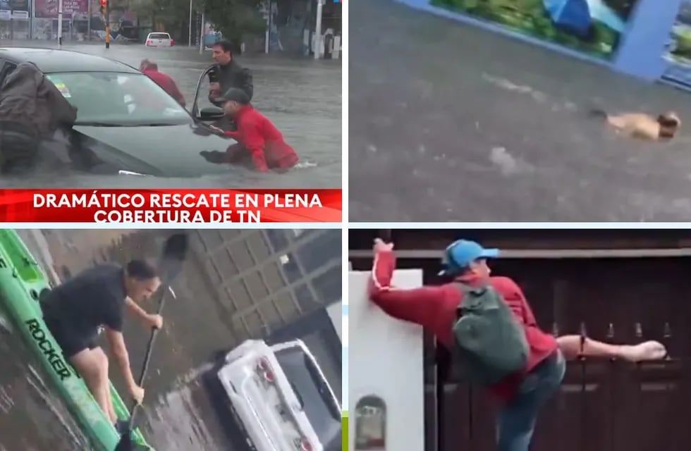 Un periodista “héroe”, delincuente atrapado y personas nadando: las secuencias que deja el diluvio en Buenos Aires
