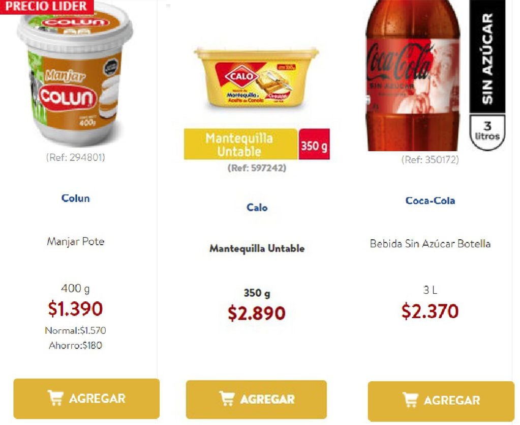 Precios en los supermercados de Chile (enero de 2022) / lider.cl