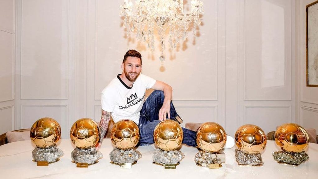Lionel Messi y sus siete balones de oro. / Gentileza.