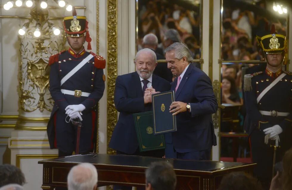 23-01-2023 - Buenos Aires - Los presidentes de Argentina y Brasil,  Alberto Fernández y Lula da Silva en Casa de Gobierno. Foto Clarín