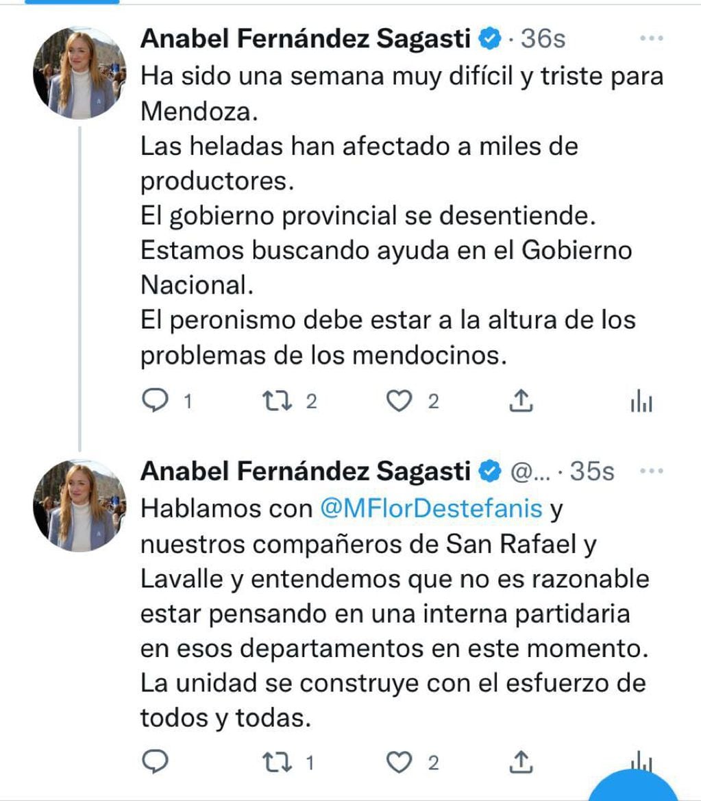La actual presidenta del peronismo local anunció que no habrá internas en Lavalle y San Rafael.